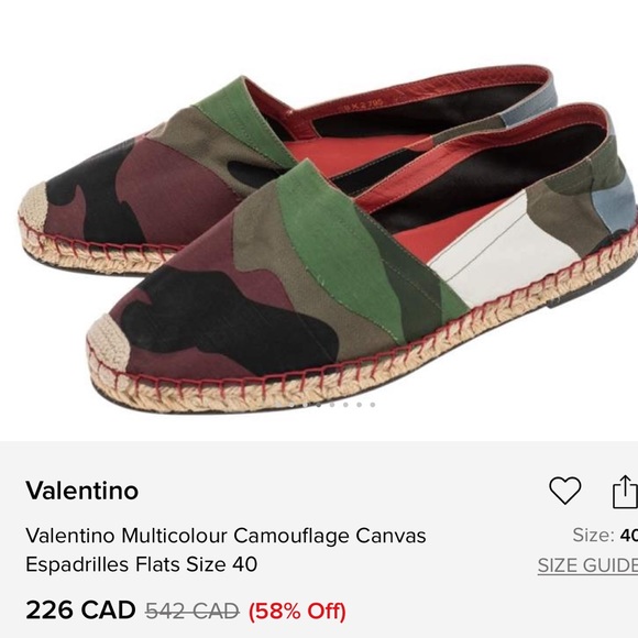 Valentino Multicolour Camouflage Canvas Espadrilles Flats - Picture 7 of 7